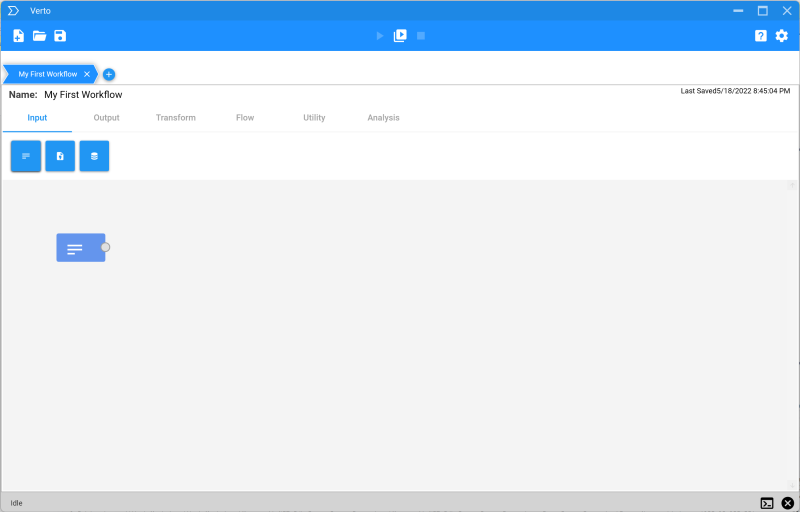 workflow canvas with text input